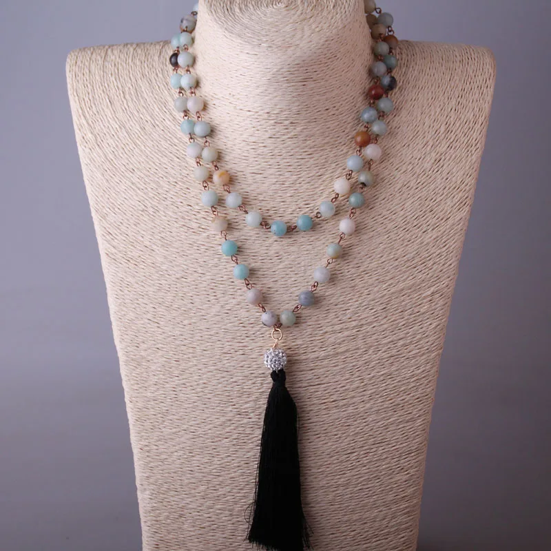 Бесплатная доставка сине зеленый камни амазонита цепочка из розака длинное