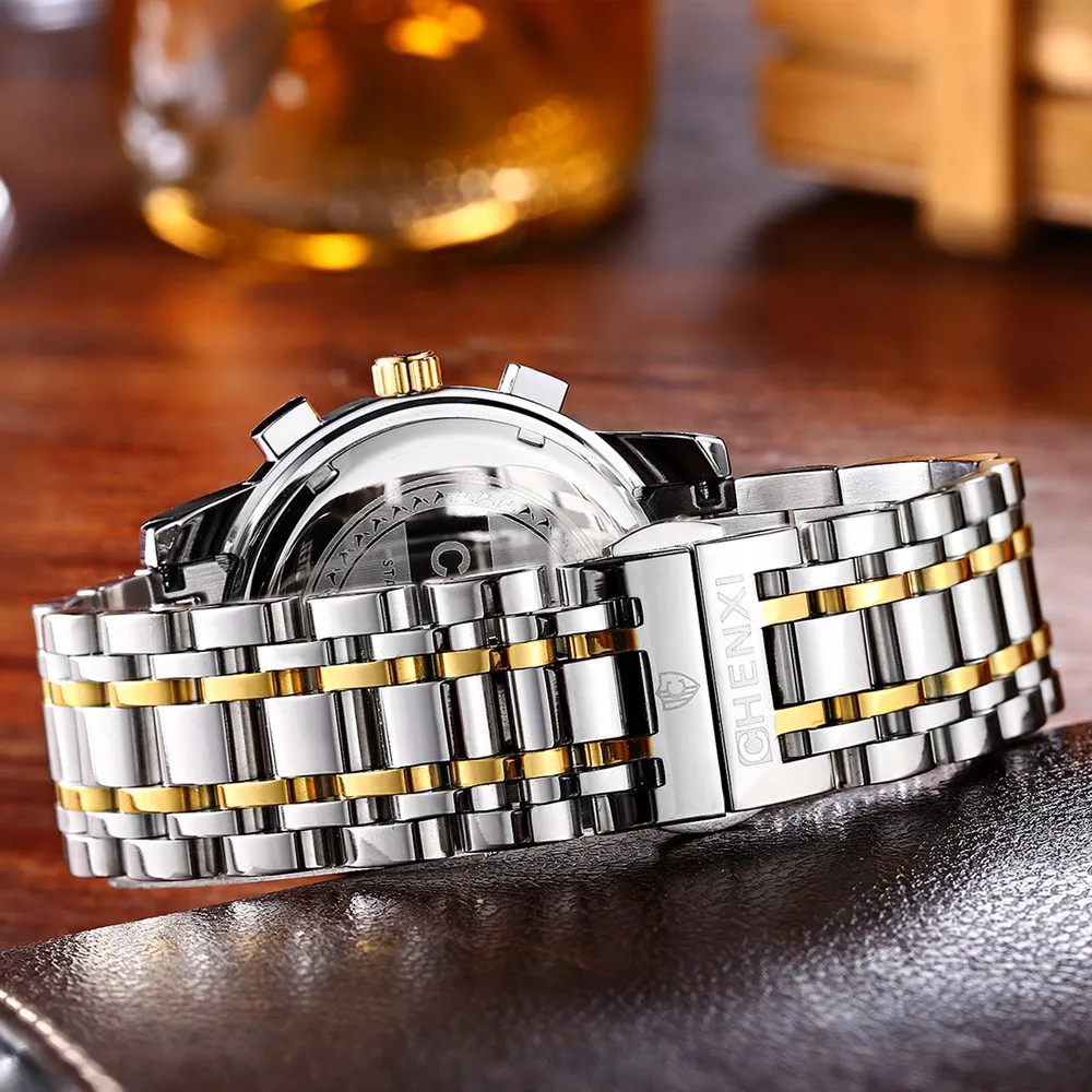 Часы наручные CHENXI мужские с браслетом из стали брендовые Роскошные календарем