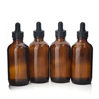4 x 120ml new empty 4 oz amber glass eye dropper bottles boston round with pipettes for essential oil aromatherapy lab chemicals