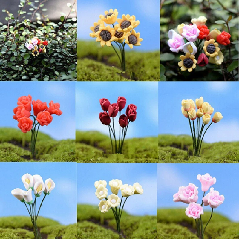 

1 Pcs DIY Miniature Sunflower Rose Flower Fairy Garden Home Houses Decoration Mini Craft Micro Landscaping Decor