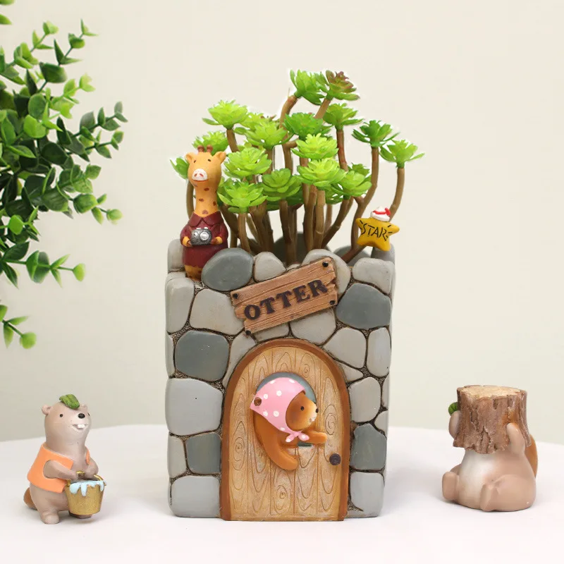 1 шт. мультяшный полимерный цветочный горшок для суккулентов выдры домашний