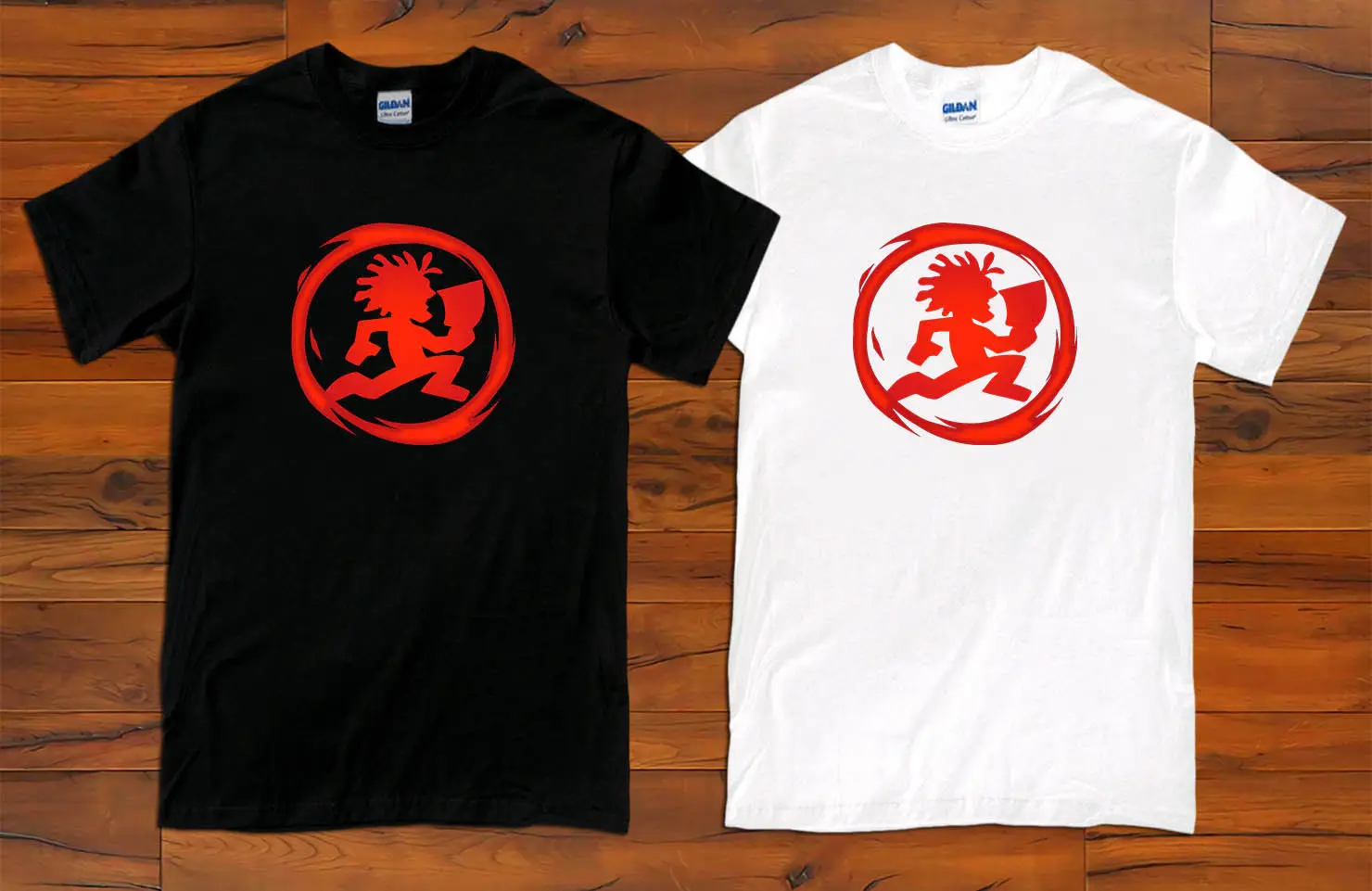 Футболка мужская черно белая с рисунком клоуна бледно голубого цвета|Мужские