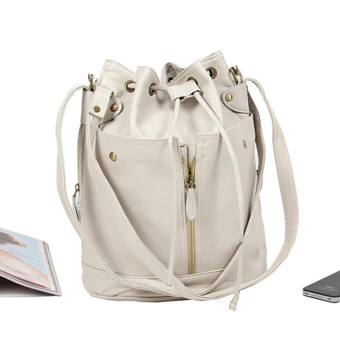 2019 Сумки-мешки винтажные кожаные сумки на шнурке высококачественные женские