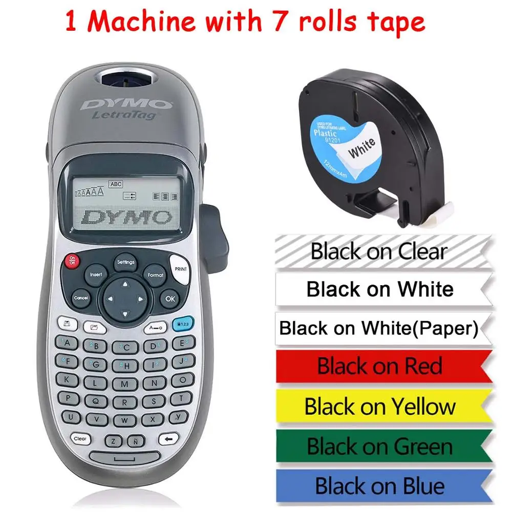 Compatible for Dymo LT-100H Handheld Label Printer for Dymo Letratag label refills LT 12267/91200/91201/91202/91203/91204/91205 - Цвет: Set C