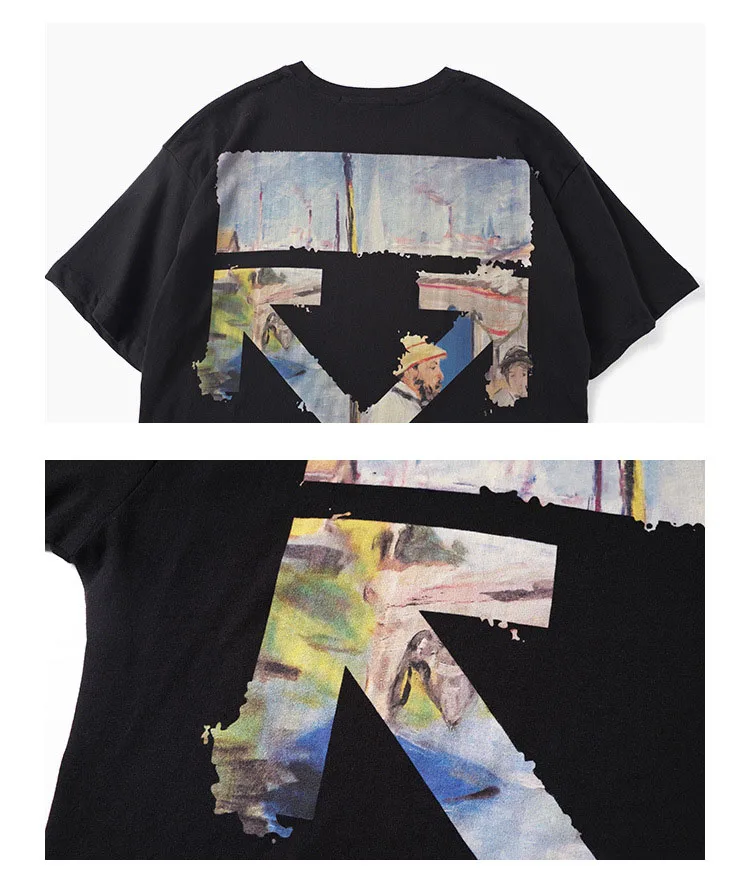 

factory custom retail sport casual lover clothes Oil painting original Design Japanese short-sleeved solid Summer T-shirt