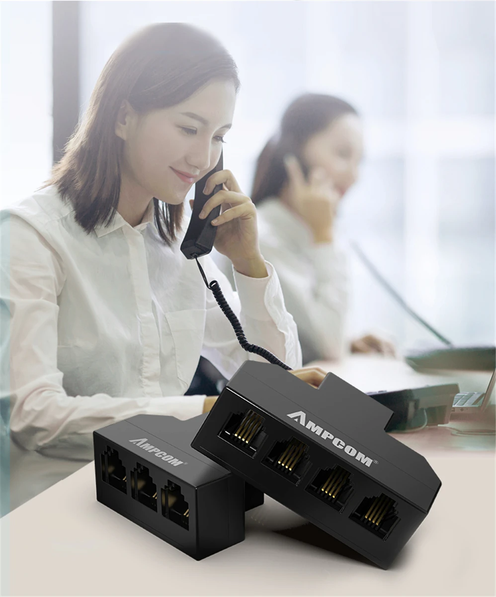 AMPCOM RJ11 телефонный конвертер 1/2/5/10-Pack RJ-11 Классический 6 штифтов женские может составлять 1-3 и 4 телефон кабель линейный разделитель адаптер