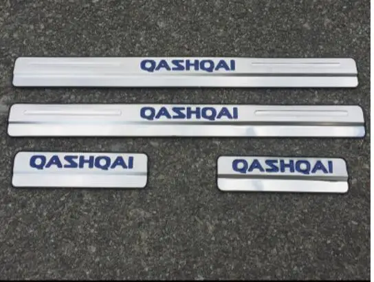 4pcs external blue Нержавеющая сталь порога Накладка накладки на пороги протектора Добро пожаловать педали протектор Накладка для Nissan Qashqai- 8 шт - Цвет: 4pcs external blue