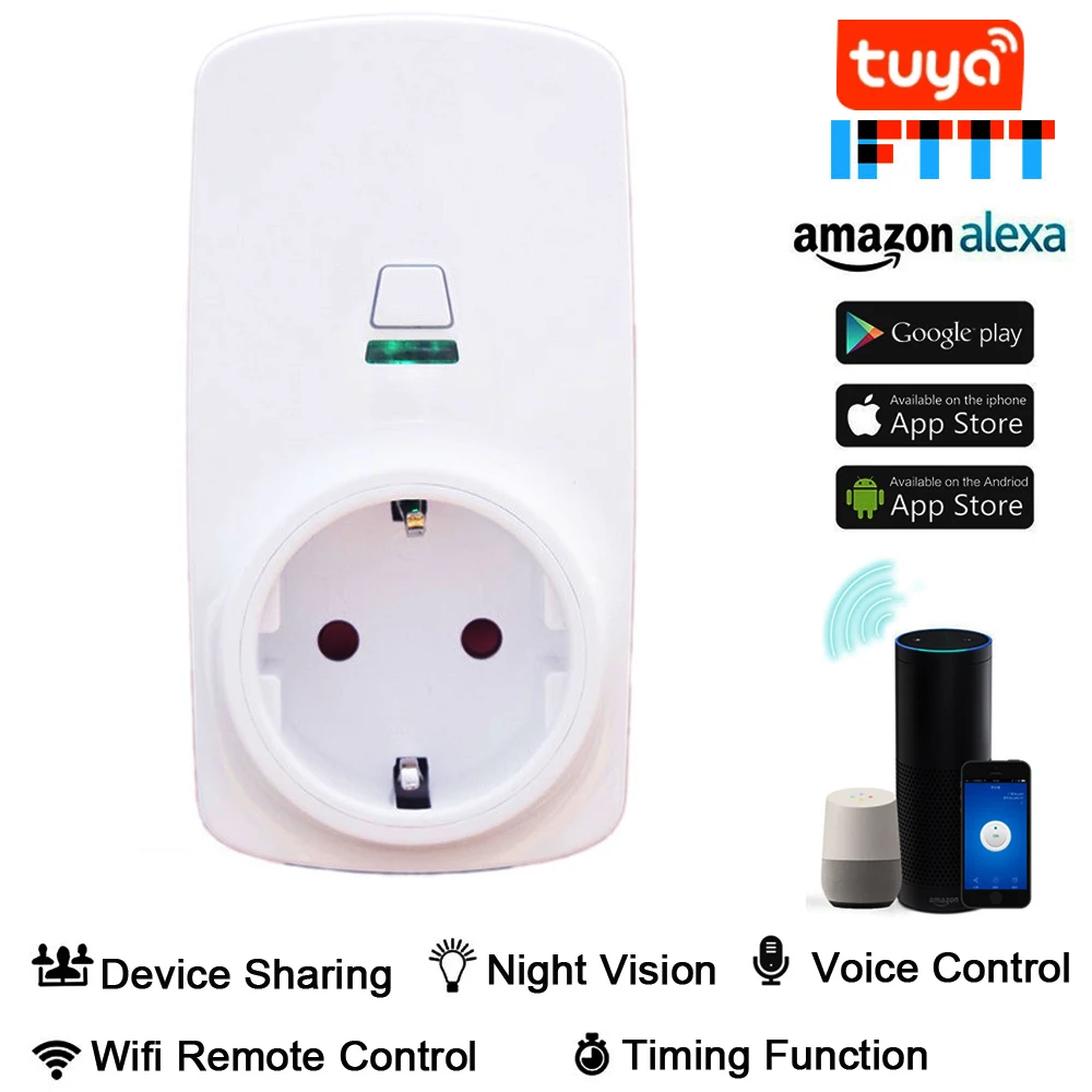 EU Plug Smart Wifi LED Light Display Max240V Google Home Accept Alexa Control Socket IFTTT | Электроника