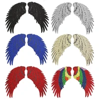 fashion large angel wings ironing stickers embroidered patches for clothes reversible sequin diy for jacket stripes sewing e
