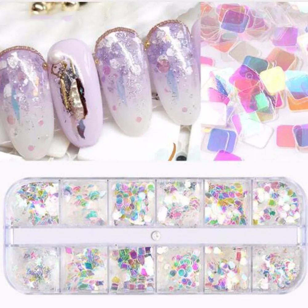 Микс Размер хлопья для ногтей блестки 3D голографический флуоресцентный