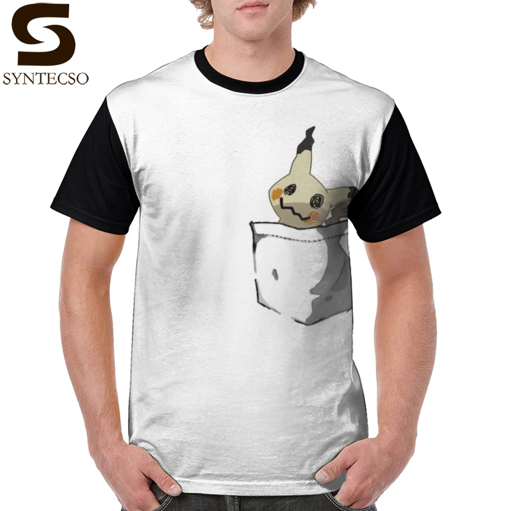 Пикачу футболка Mimikyu карманная футболка полиэстер 4xl графическая футболка уличная одежда графическая Мужская смешной короткий рукав Футболка
