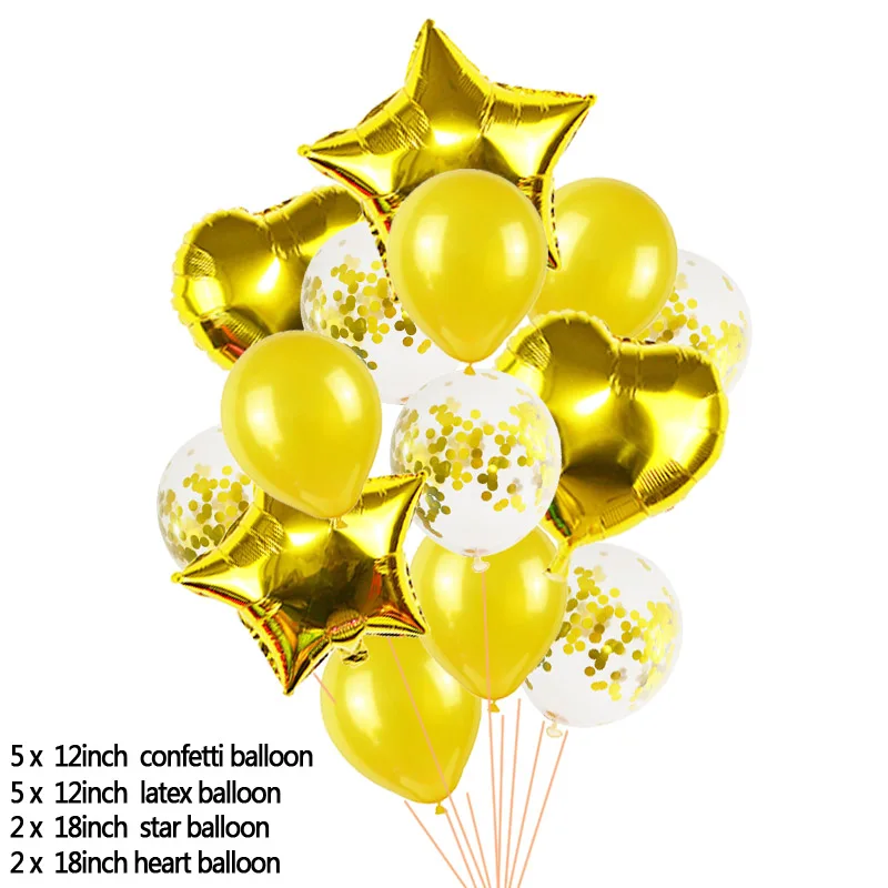 T02 14 шт./компл. Фольга звезды воздушные шары с дизайном «сердце» воздушный шар "Конфетти" для дня рождения свадебные воздушные шарики украшения день рождения Свадебная вечеринка поставки - Цвет: T02