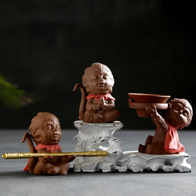 Милая маленькая Обезьяна Король Ци Тянь да Шэн Бутик Исин чай ПЭТ ручка держатель