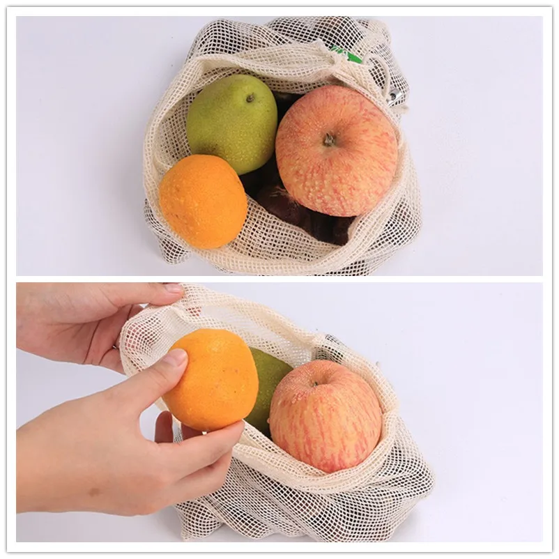 Хлопковые мешки для овощей Многоразовые продукты мешок фрукты картофель лук