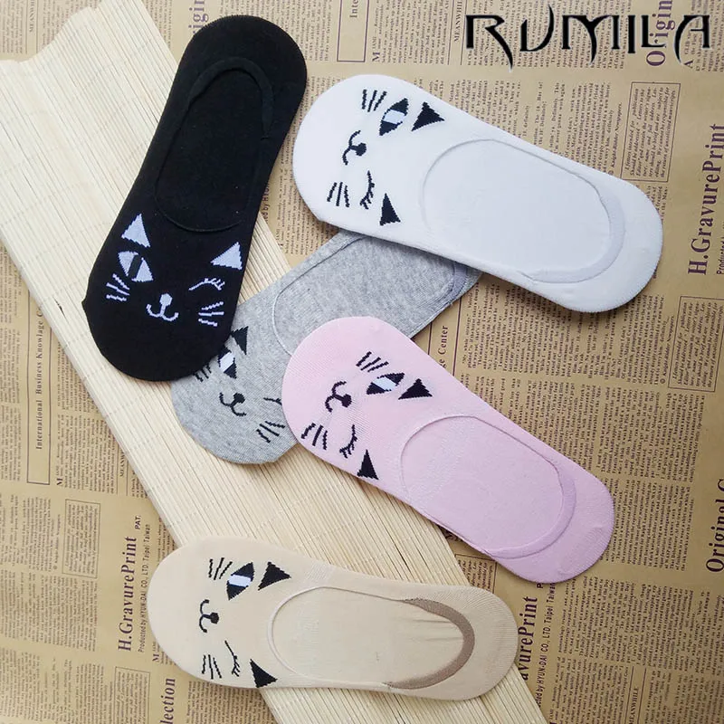 

CAT Warm comfortable cotton bamboo fiber girl women's socks ankle low female invisible color girl boy hosier 1pair=2pcs WS114