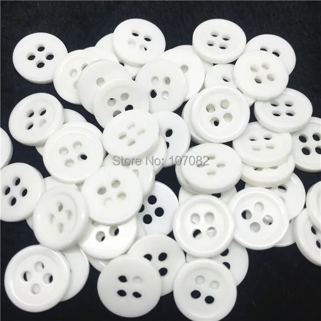 

200pcs White Resin 4 Holes Buttons Sewing Shirt Cloth Round Button For Scrapbooking 11mm