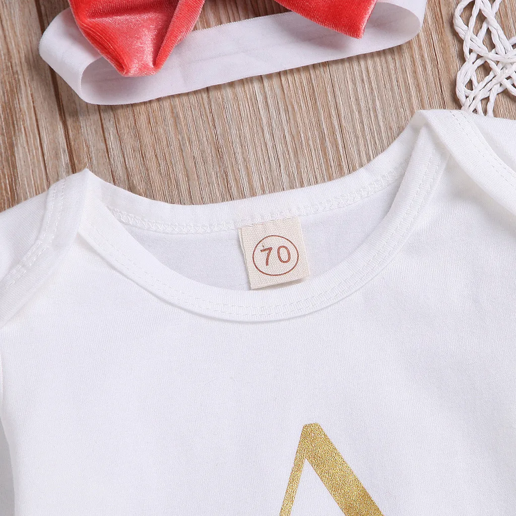 2019 Brand New Infant Toddler Baby Girl Boy Cotton Outfit Clothes Romper Tops Pants Hair Band Set Outfits 3Pcs L1214 | Детская одежда и