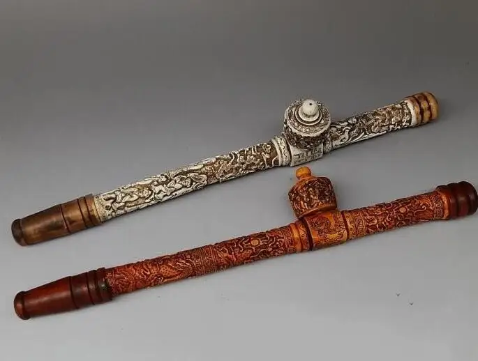 

Antique bone smoker dry pipe pipe rod Longyan oldsmokegun antiques collection of ornaments