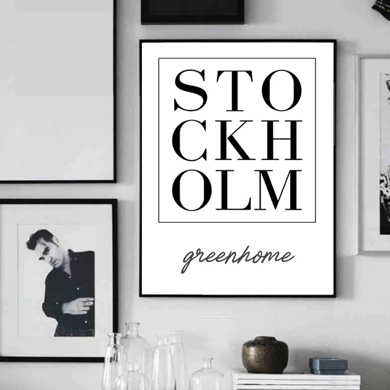 Фото Художественный постер Stockholm столица Швеции с принтом, черный и белый цвет, Настенный декор, парусина, домашний декор, без оправы, LZ1007 №2