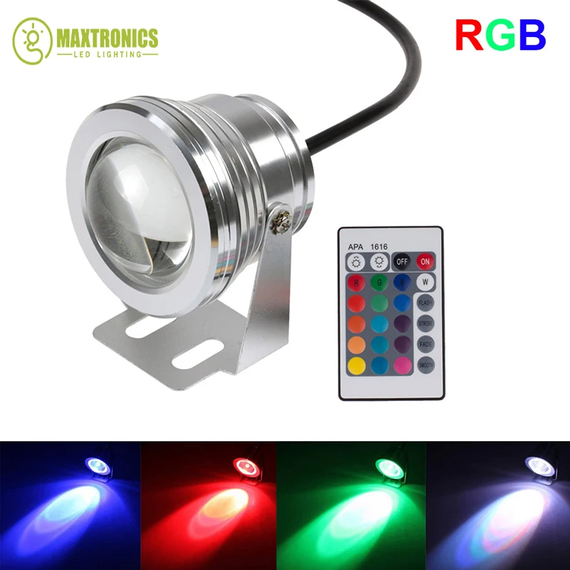 

16 Colors 10W 12V RGB LED Underwater Fountain Light 1000LM Swimming Pool Pond Fish Tank Aquarium LED Light Lamp IP68 Waterproof