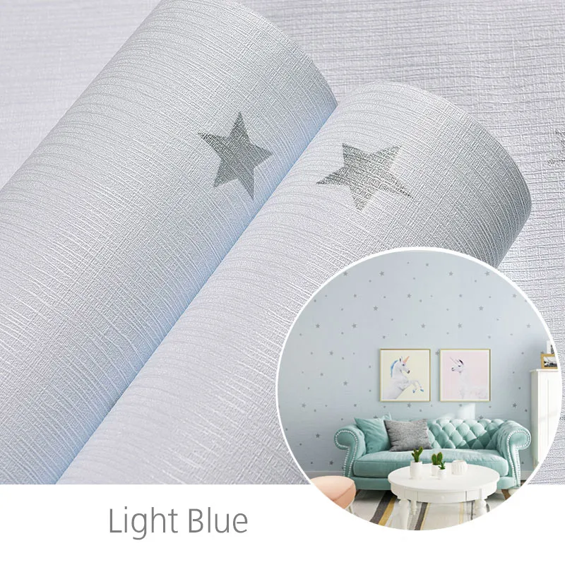 Light Blue Обои самоклеящиеся для детской комнаты спальни 3D звезды фотообои для гостиной ПВХ водонепроницаемые виниловые обои домашний декор - Цвет: Light Blue
