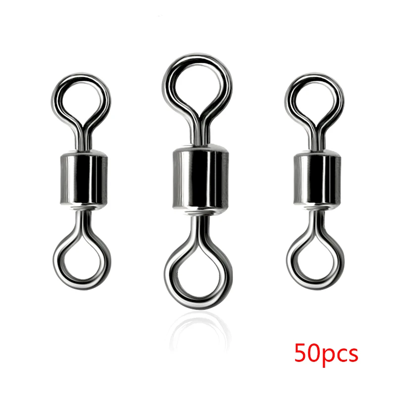 50pcs OLOEY 10-50 шт. шарикоподшипник вращающиеся твердые кольца рыболовный разъем 1 см длина океанская лодка рыболовные крючки - Цвет: 50pcs
