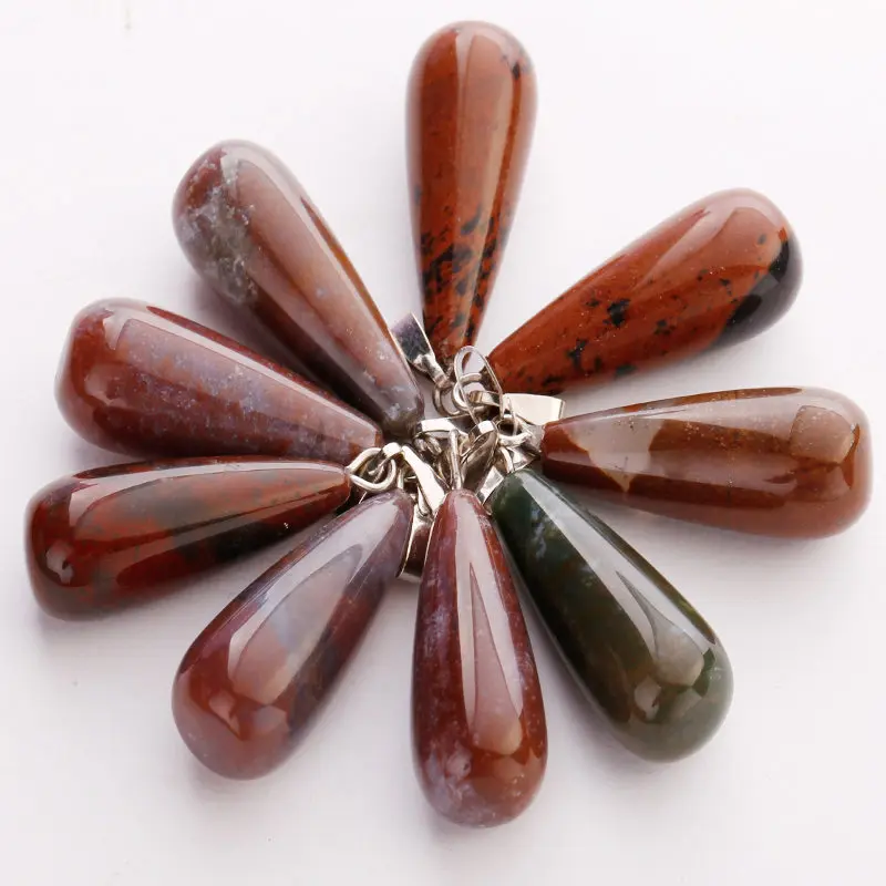 Indian agate Натуральный Камень Капля воды подвеска с бусинами из кристаллов DIY ювелирных изделий Модные аксессуары ручной работы 50 шт./лот - Окраска металла: Indian agate