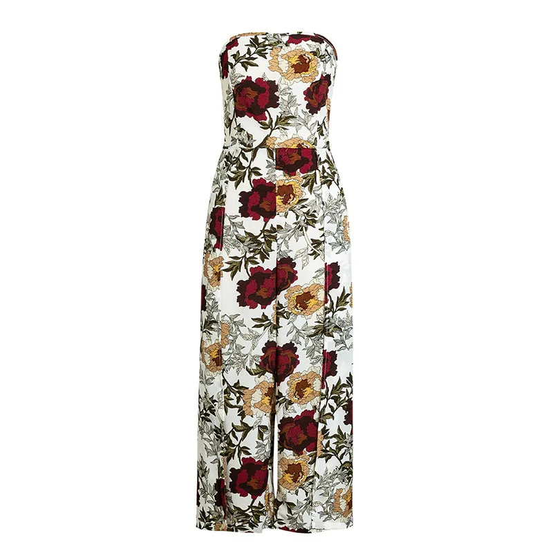 Mэлегантный Летний Пляжный 2019 Новый женский комбинезон Boho Цветочный Принт сплит