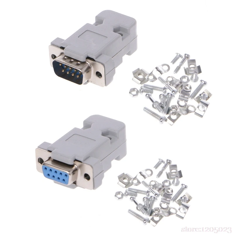 5 комплектов 9Pin мужской/женский D Sub разъем припоя RS232 Серийный DB9 w/серый