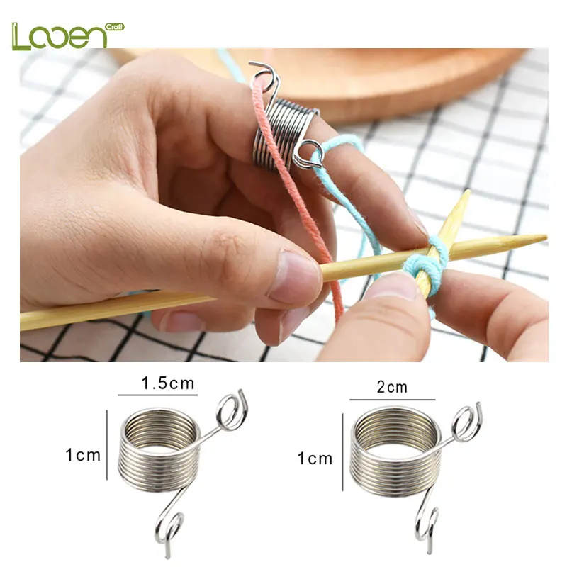

Stainless Steel knitting Tool Yarn Spring Guides Braided Knuckle Assistant Jacquard Needle Thimble DIY Sewing Accessories
