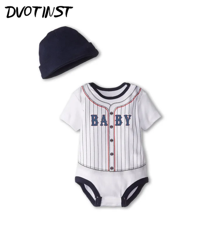 Baby Boys Clothes Summer Short Sleeve Basketball Bodysuit+Hat 2pcs Set Jumpsuit Outfit Infant Toddler Children Costume Clothing | Детская