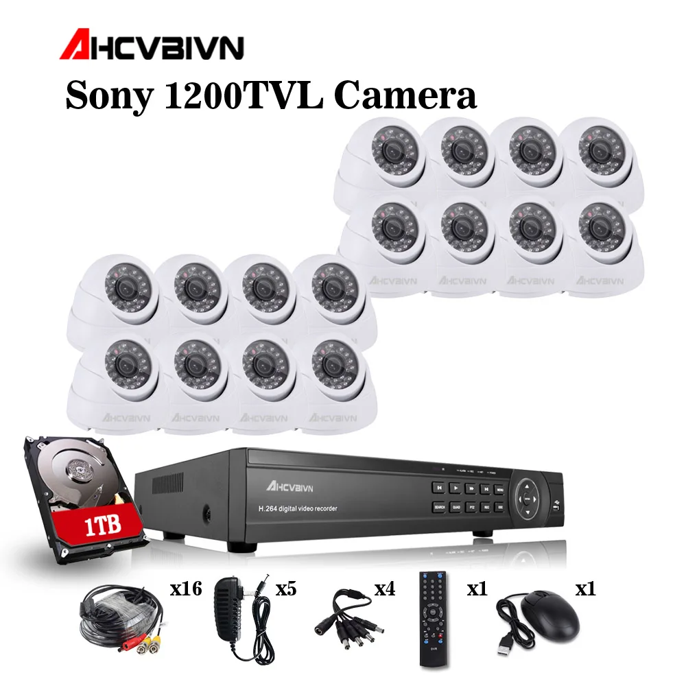 Белый 16CH CCTV система 1080 P DVR 16CH CCTV камера безопасности Система 1200tvl Крытый День Ночь ИК камера комплект система видеонаблюдения - Цвет: Белый