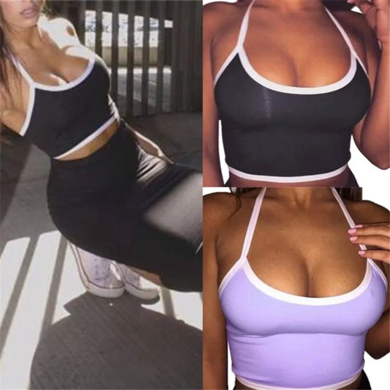 JAYCOSIN 2019 Sexy Crop Tops For Women Halter Fitness Tight Bustier Strappy Skinny T-Shirt Dance Cropped Vest Sport 40# | Женская одежда