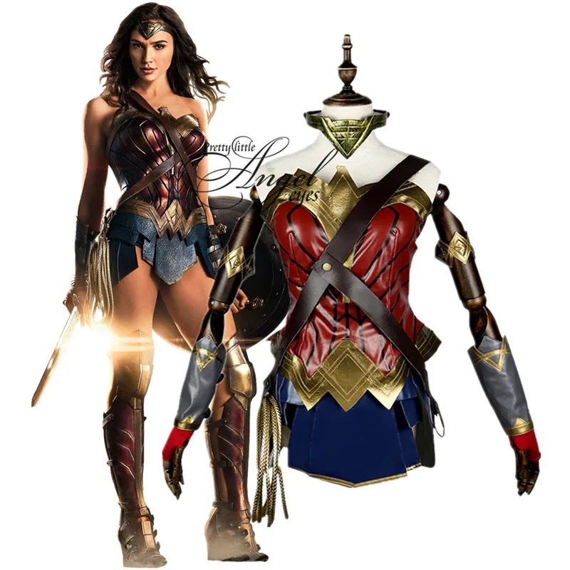 DC Super Hero Wonder Woman костюм косплей Хэллоуин вечерние полный комплект