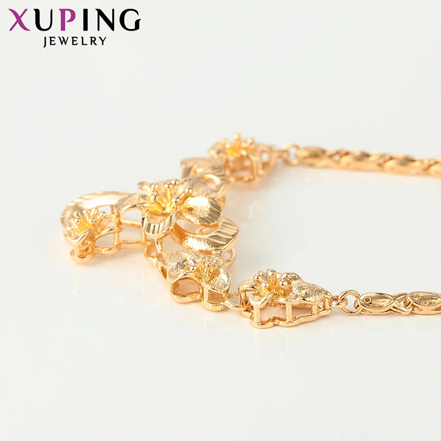 Xuping Jewelry Design Big Flower Necklace for Girls Christmas Gifts Gold Color Plated Vintage Chain S116-44399 | Украшения и
