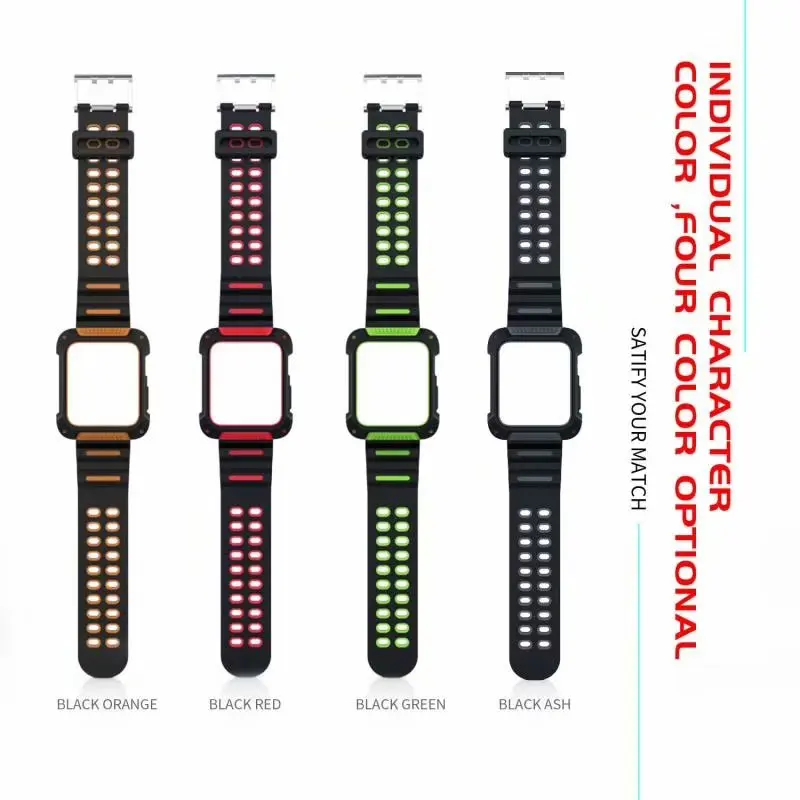 Dual Color Silicon Strap with TPU Protector for Apple Watch 44mm Cover Case iWatch Series 4 | Наручные часы