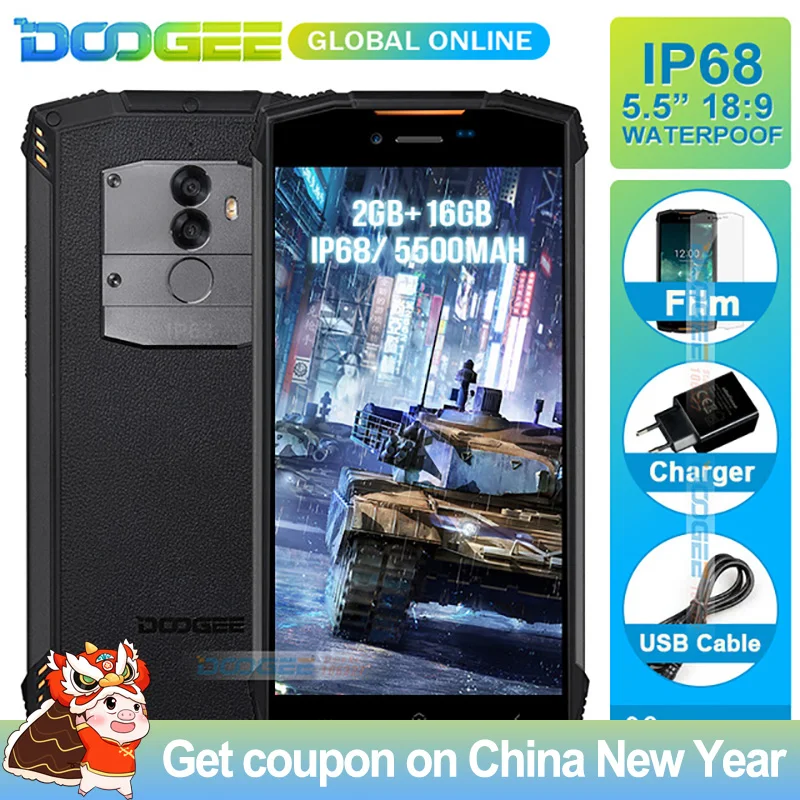 Быстрая доставка DOOGEE S55 Lite IP68 Водонепроницаемый смартфон 2 Гб оперативной памяти