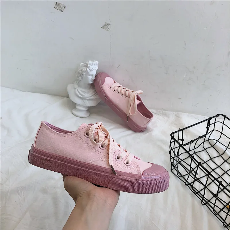 Pink canvas walking shoes girl heart female students Korean version of the wild cute breathable sports shoes M2-79 - Цвет: Розовый
