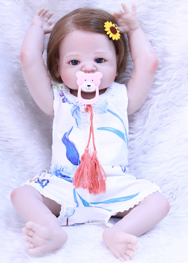 

22" high quality girl doll reborn babies soft silicone baby dolls girl body children fashion doll bebe alive reborn bonecas
