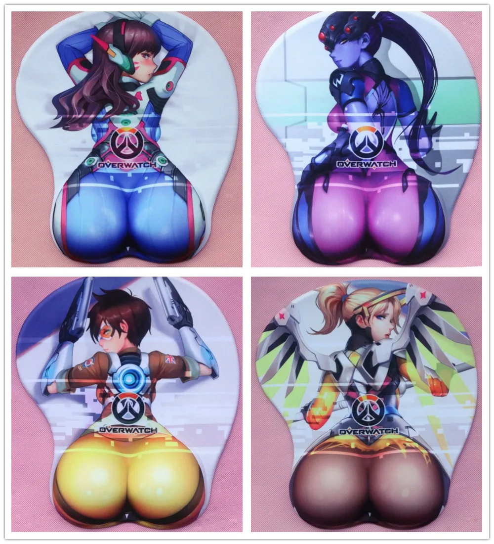 

2019 new version Japanese anime silicone clear 3d mouse pad 2way Lycra fabric wristbands Cartoon Creative sexy Chest mouse pad