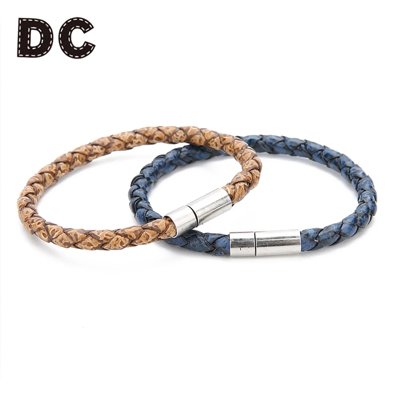 DC винтажный плетеный кожаный браслет Дружба для женщин и мужчин простой цепи