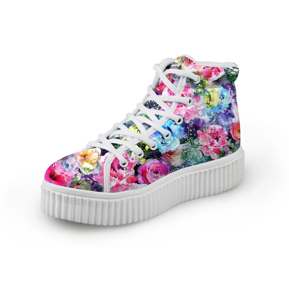 WHEREISART/Женская обувь на платформе смешанные цвета ручная роспись плоской подошве