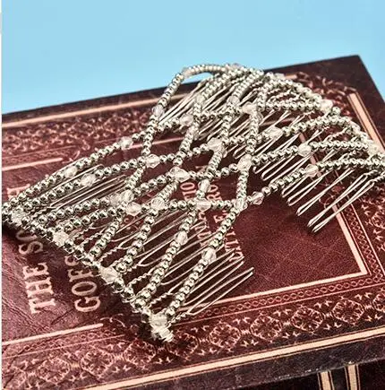 Silver Красота эластичная расческа для волос Волшебный DIY винтажный головной убор мода для укладки волос булочка волос расчески металлические заколки для волос для женщин аксессуары для волос - Цвет: Silver