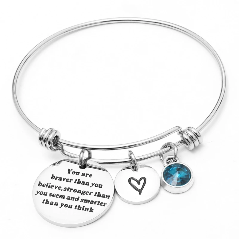 Браслет с подвесками в виде сердца 12 цветов|engraved bangle|believe banglebangles for women |
