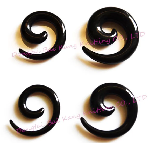 1 пара/лот затычки для ушей шприцы расширитель улитки черный акриловый туннель
