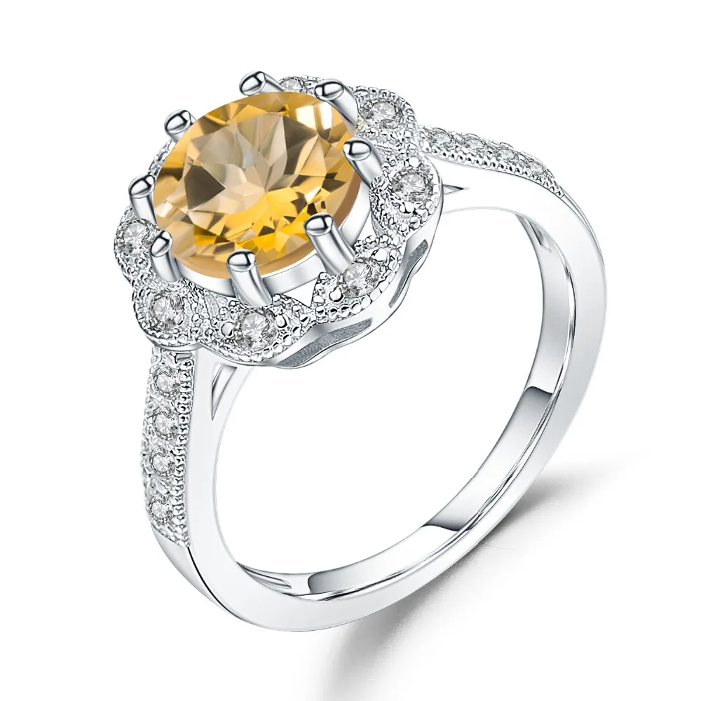 

GEM'S BALLET 2.01Ct Natural Citrine Gemstone Ring 925 Sterling Silver Vintage Rings For Women Engagement Wedding Fine Jewelry