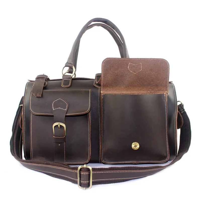 Men Bag Multifunction Genuine Leather Travel Bags Tote For Business Crazy Horse Man Handbag Messenger | Багаж и сумки