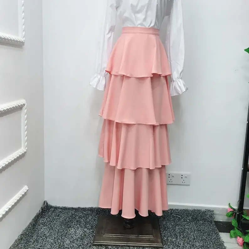 Pink skirt Abaya Femme Дубай длинная мусульманская юбка Caftan юбки-пачки Moslim Elbise Абая для женщин Катар ОАЭ Оман турецкая исламская одежда - Цвет: Pink skirt