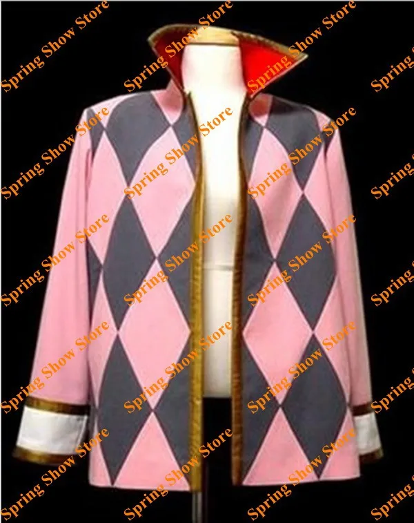 

Howl's Moving Castle Howl Pink&Black Rhombic-shaped Grid Customized Jacket Animation Customized Uniform Cosplay Costume