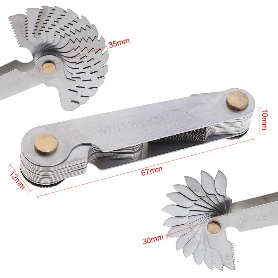 28pcs/Set Imperial Specification Screw Gauge Whitworth 55 Degree Pitch with Blades Range 4-62G for Measurement | Инструменты